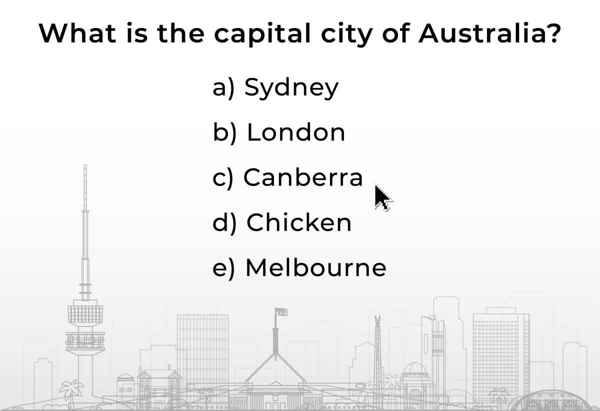 Multiple Choice Questions with a distractor that can be good or bad (depending on context).